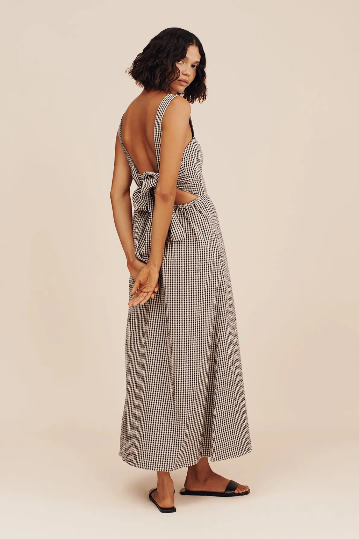 AMELIA SQUARE NECK DRESS - GINGHAM