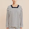ARCHIE LONG SLEEVE TOP - NAVY STRIPE