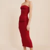 ISABELA STRAPLESS DRESS - CRIMSON