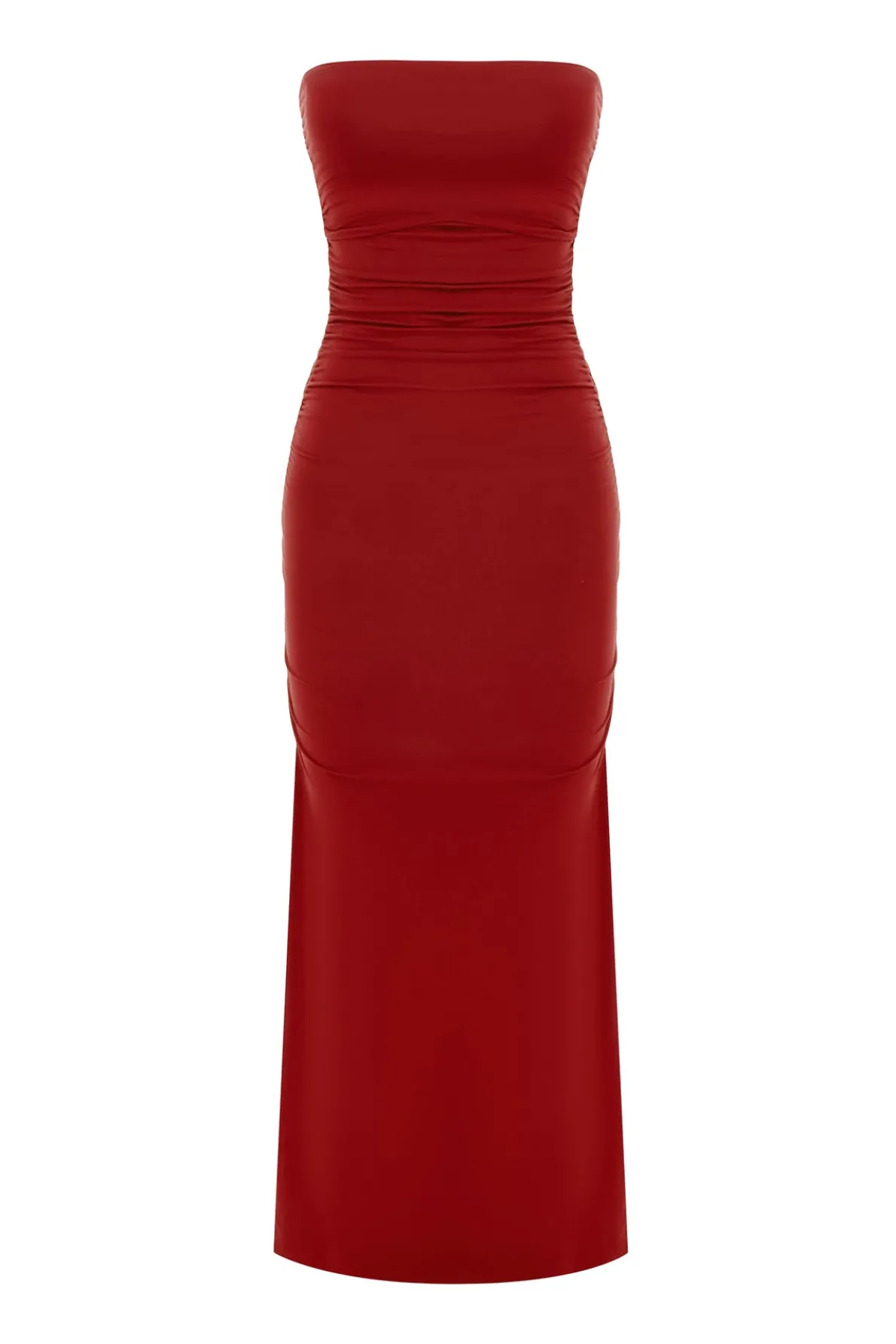 ISABELA STRAPLESS DRESS - CRIMSON