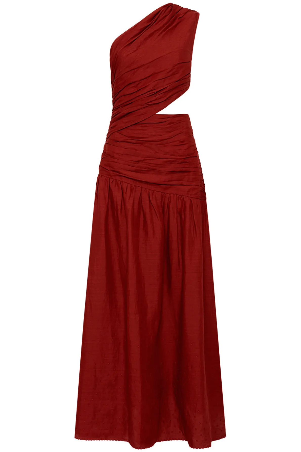 JOSLIN ONE SHOULDER DRESS - MERLOT