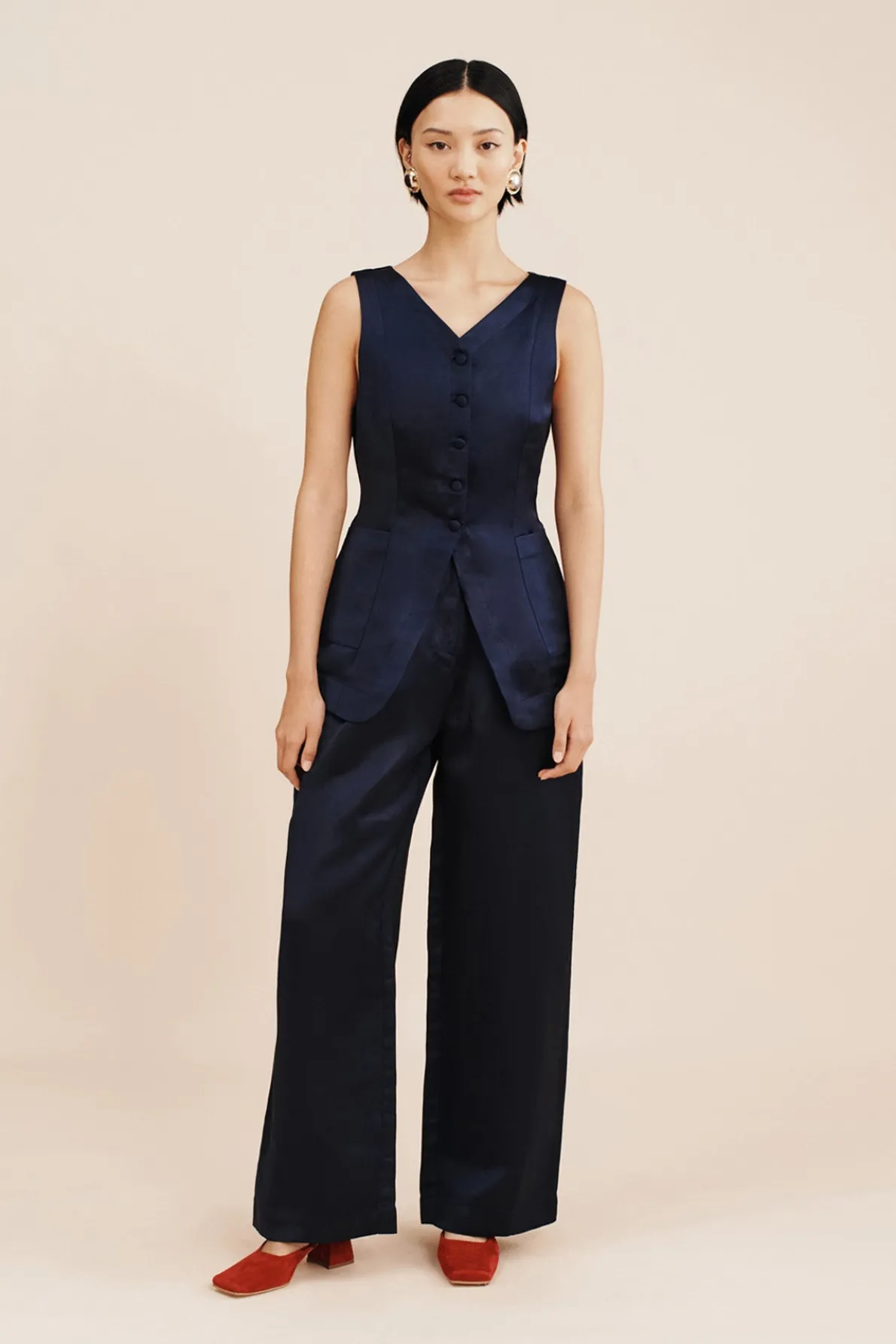 LORENZO HIGH NECK VEST - MIDNIGHT