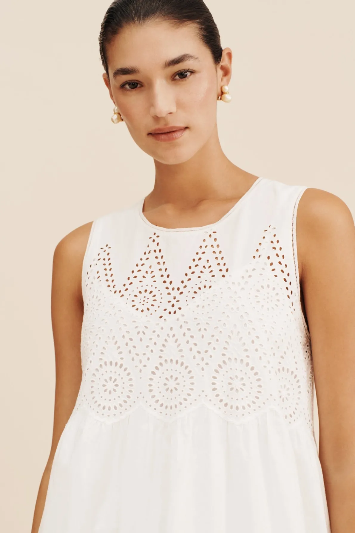 LOUISA MINI DRESS - VINTAGE WHITE