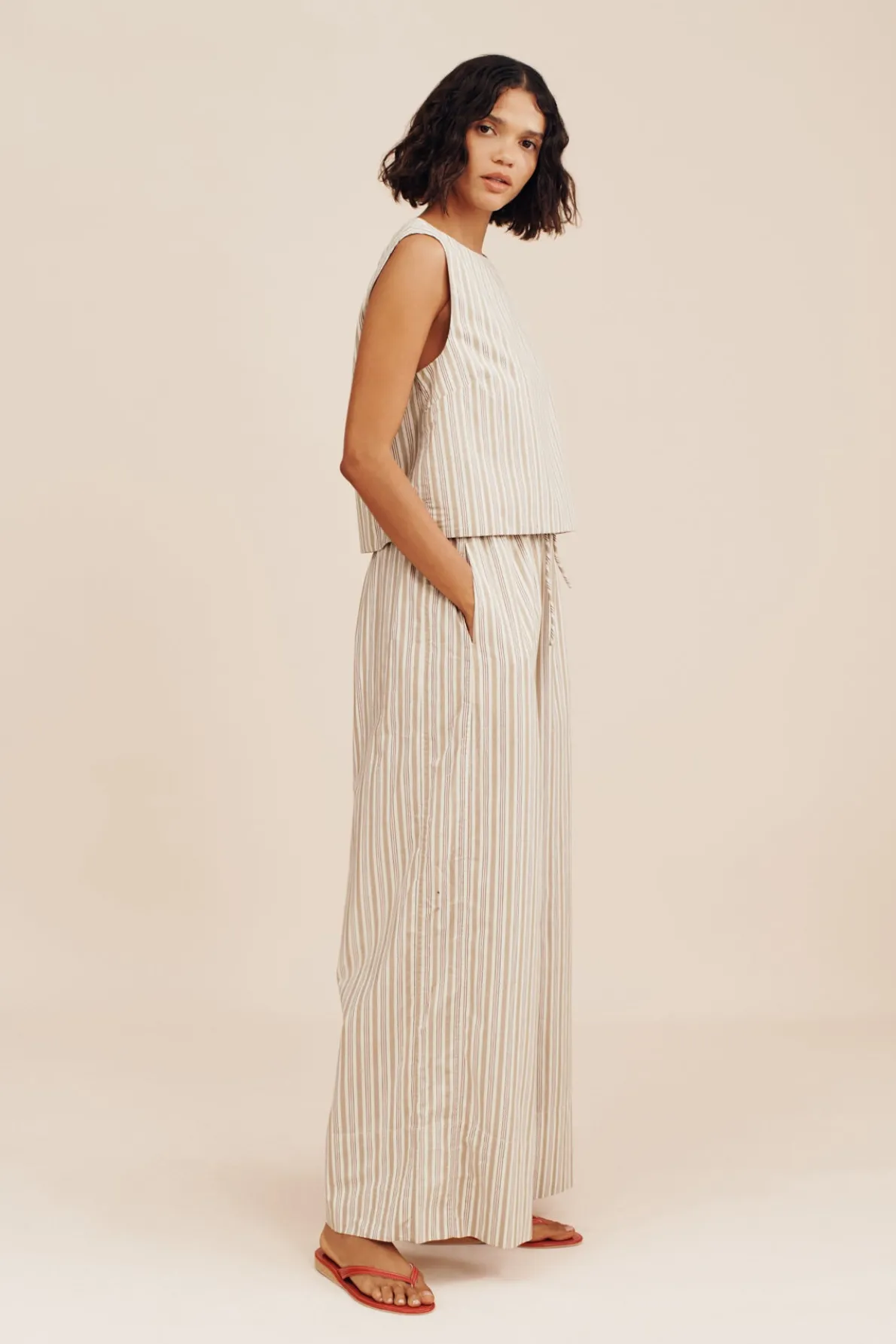 MABEL TOP - BEIGE STRIPE