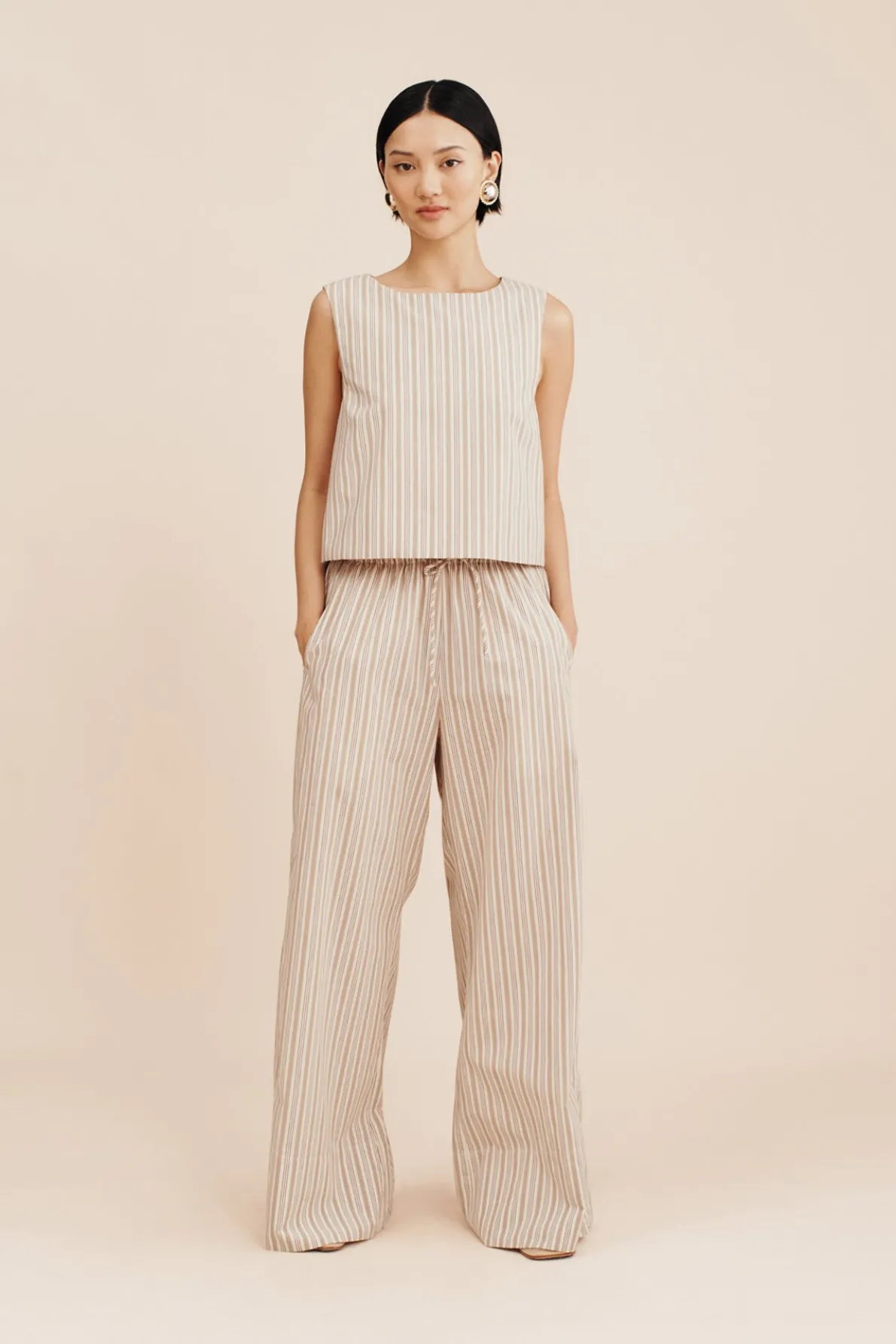 MABEL TOP - BEIGE STRIPE