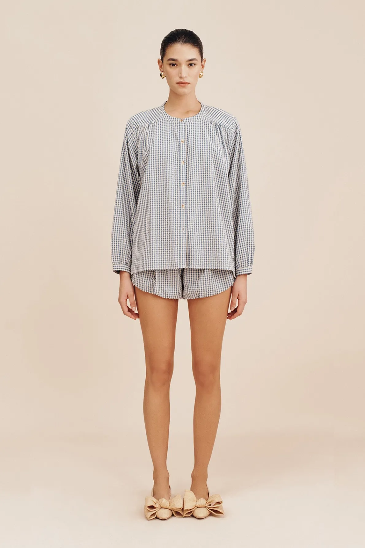 MIRA SHIRT - BLUE GINGHAM