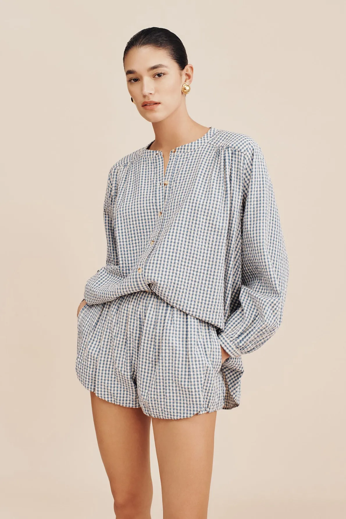 MIRA SHIRT - BLUE GINGHAM