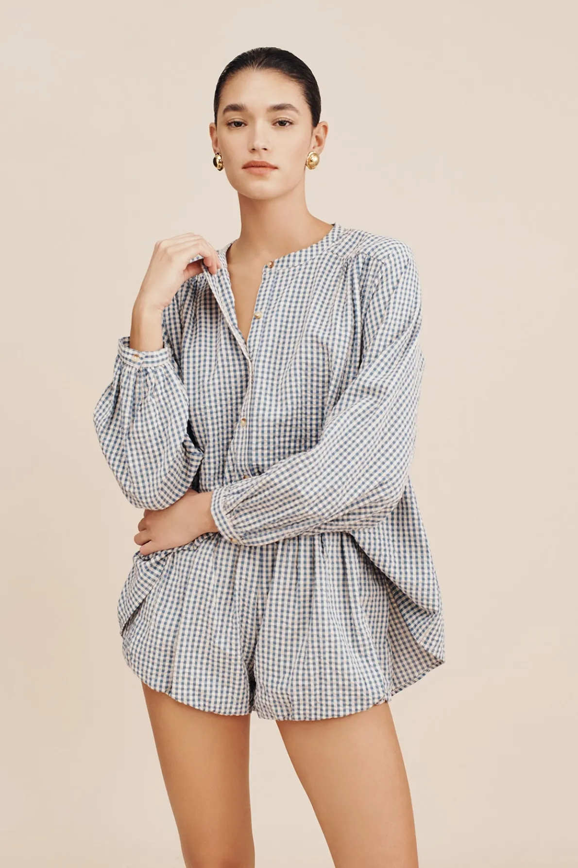 MIRA SHIRT - BLUE GINGHAM