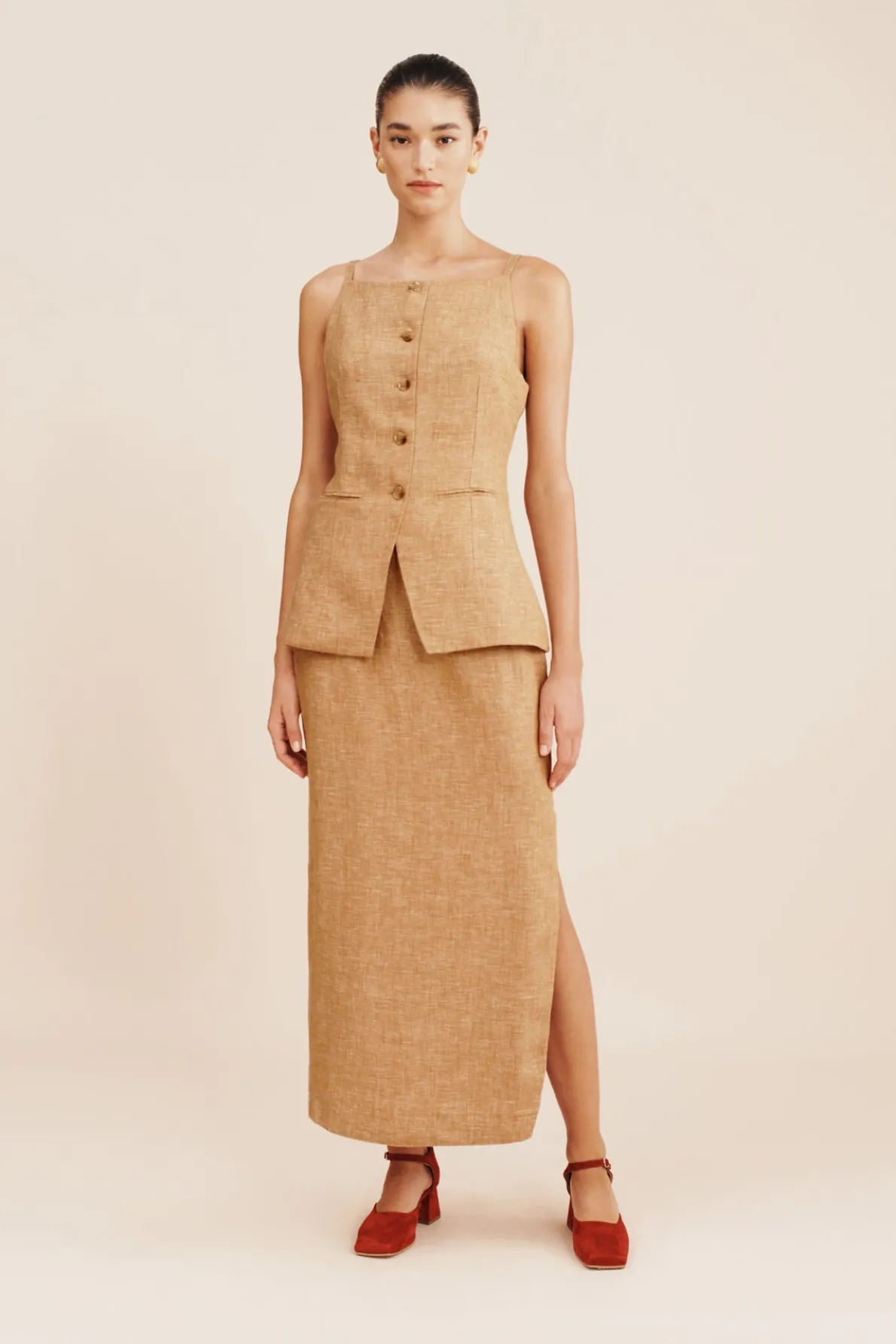 NANCY PENCIL SKIRT - WALNUT