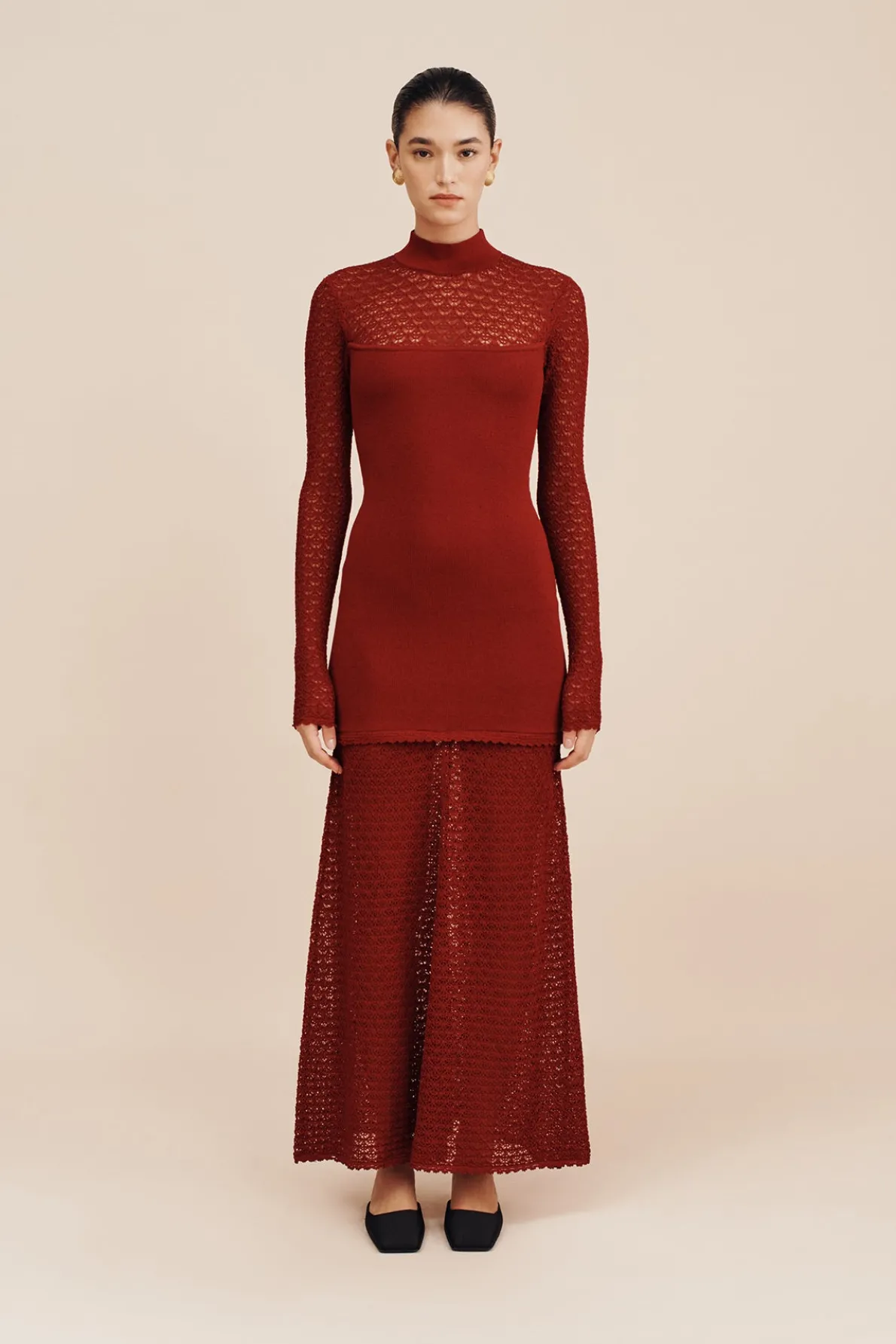 ROMY HIGH NECK DRESS - CHILLI