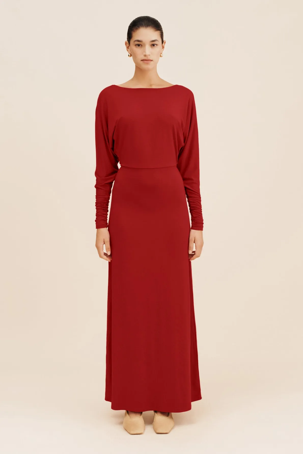 SIENNA L/S DRESS - CRIMSON
