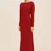 SIENNA L/S DRESS - CRIMSON