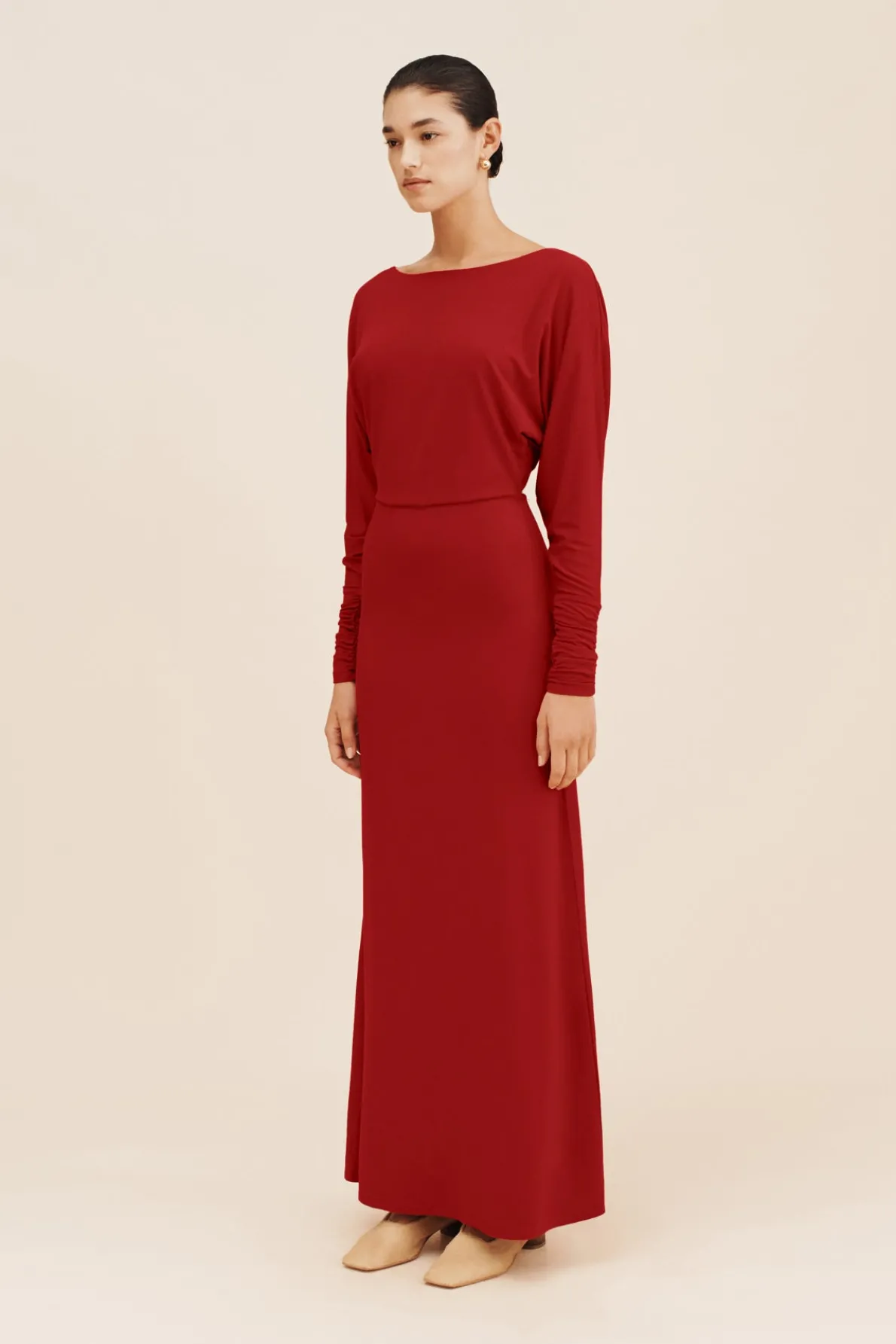 SIENNA L/S DRESS - CRIMSON