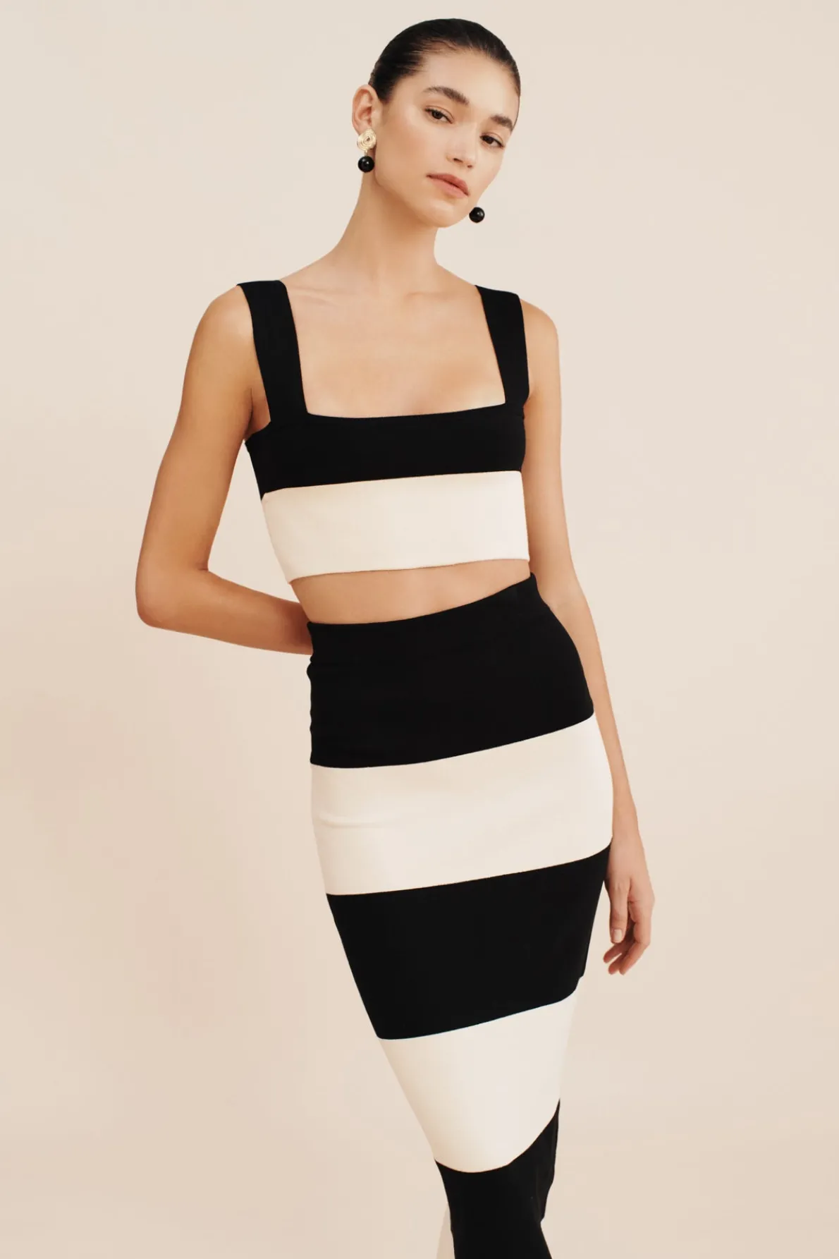 THEO CROP TOP - BLACK STRIPE