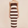 THEO STRAPLESS DRESS - CHOCOLATE STRIPE