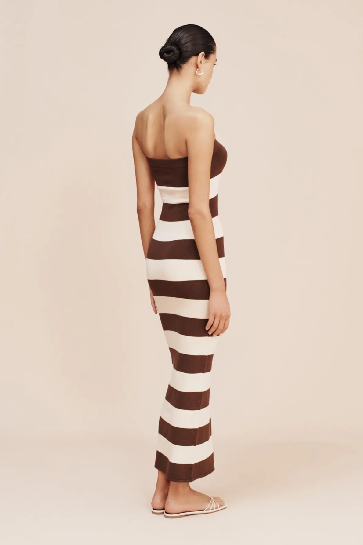 THEO STRAPLESS DRESS - CHOCOLATE STRIPE