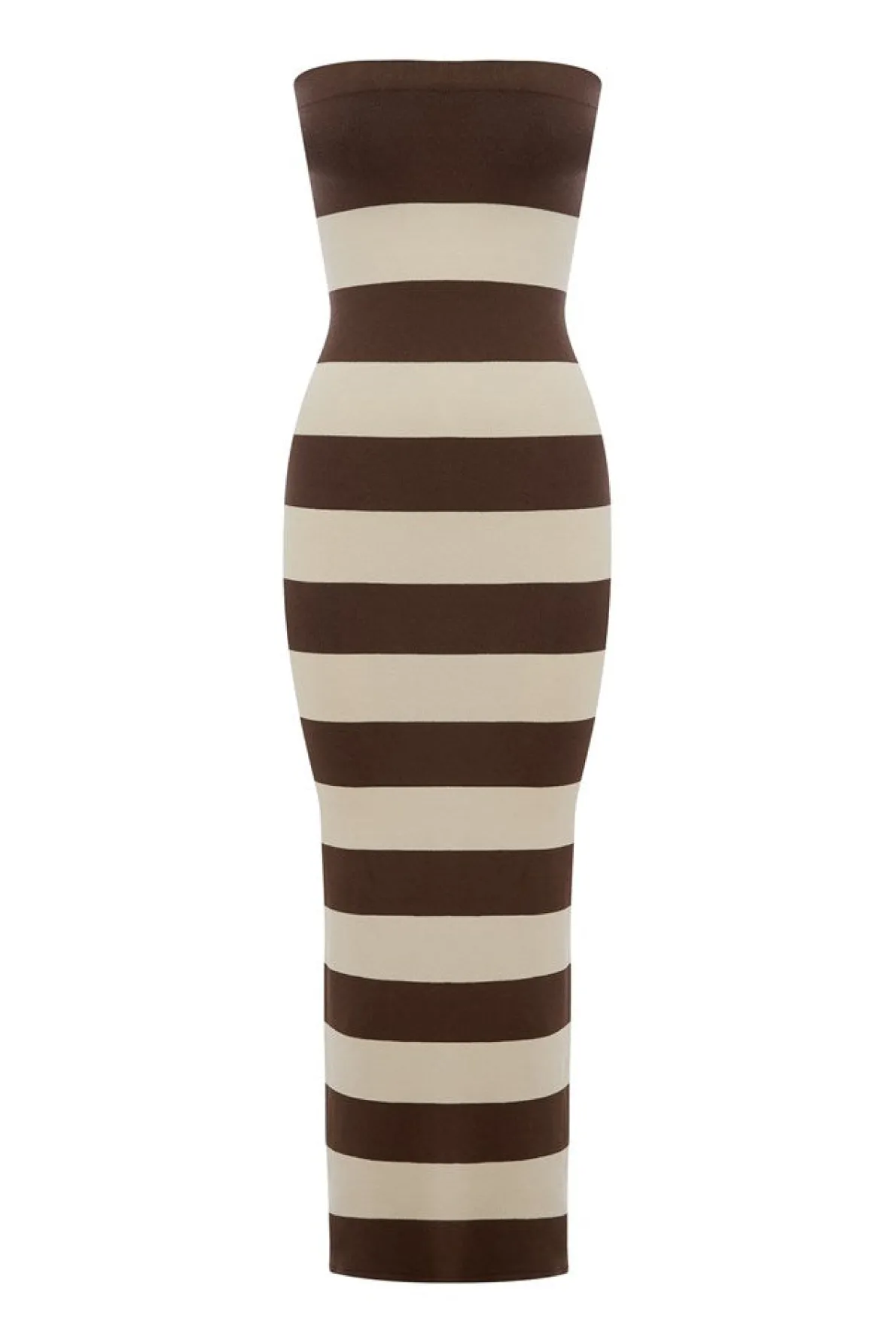 THEO STRAPLESS DRESS - CHOCOLATE STRIPE