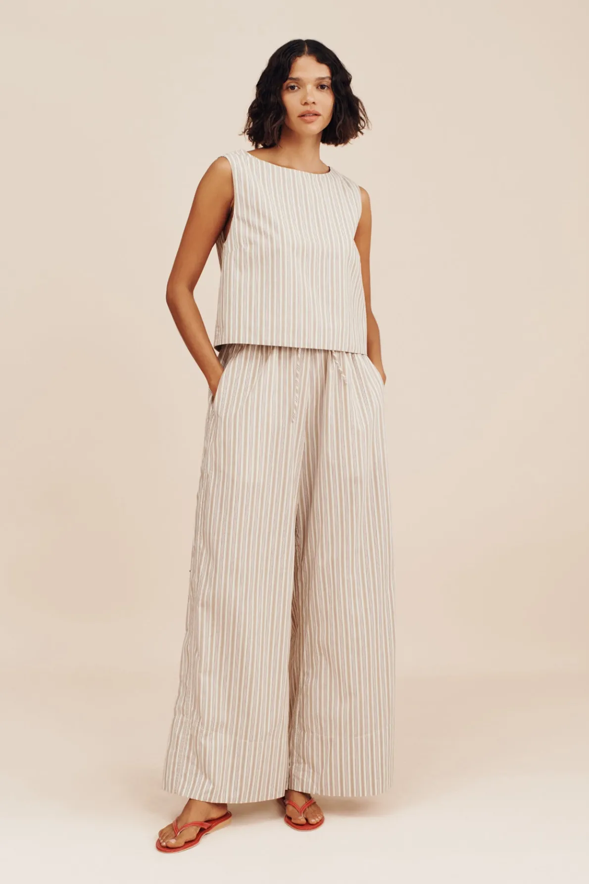 VIVIAN PANT - BEIGE STRIPE