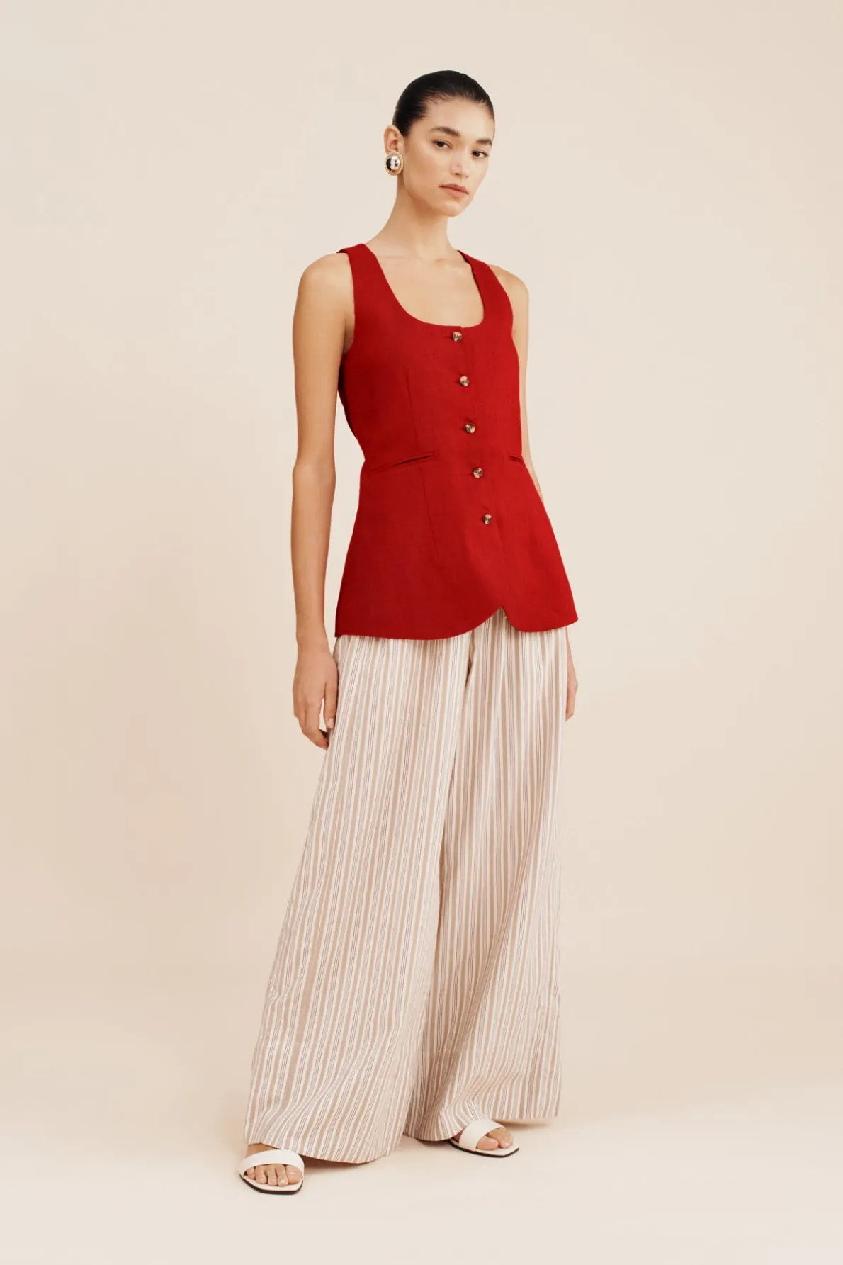 VIVIAN PANT - BEIGE STRIPE